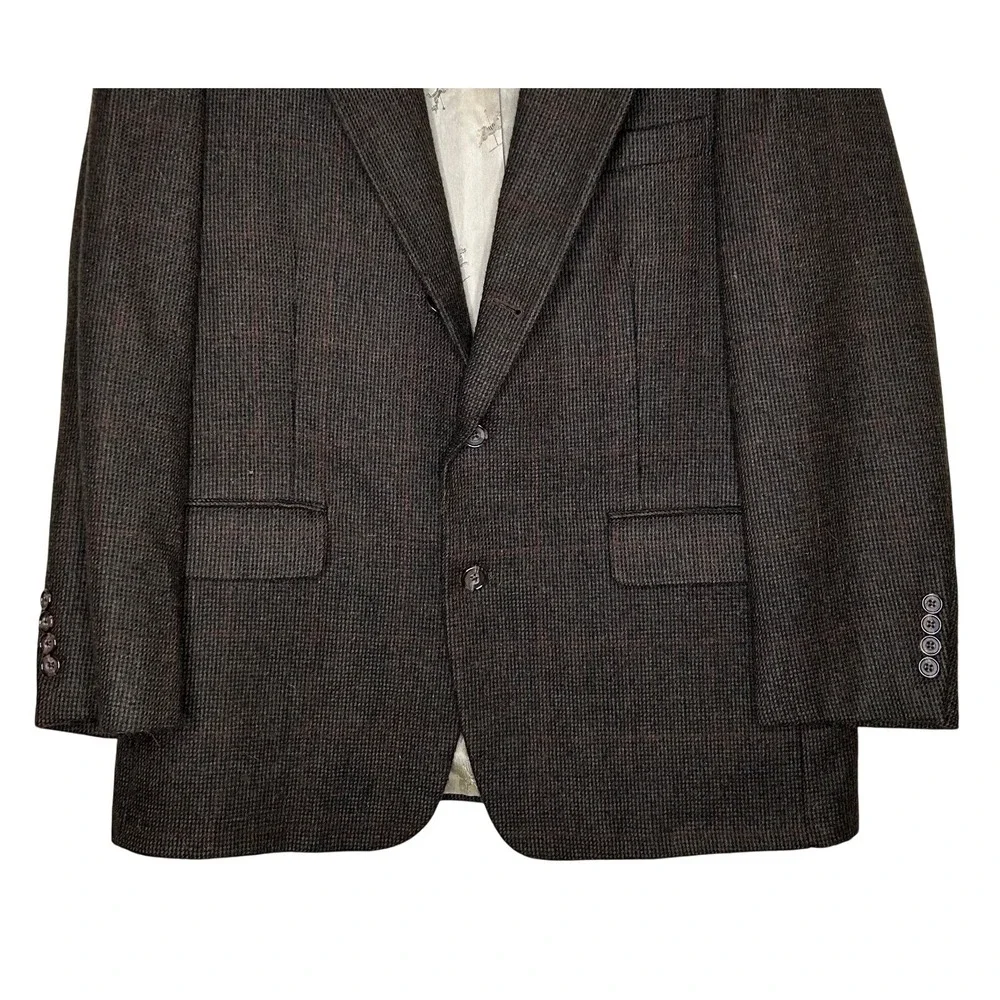 Old School Bespoke Houndstooth Tweed Brown USA Mens Blazer Sport Coat 44‎
